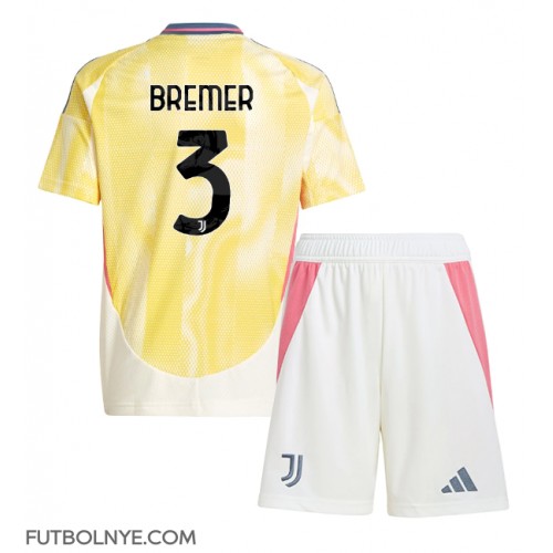 Camiseta Juventus Gleison Bremer #3 Visitante Equipación para niños 2024-25 manga corta (+ pantalones cortos)